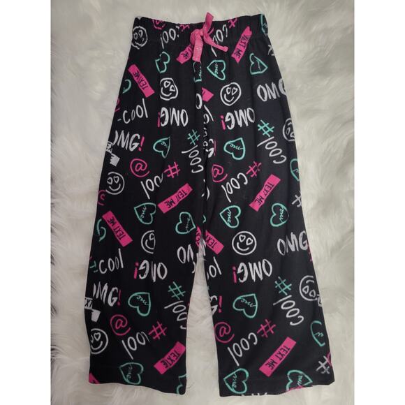 Total Girl Black Pink Fleece Pajama Bottom Girls Size XS 6 - Picture 1 of 3